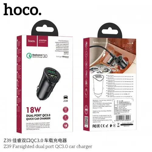 HOCO 18-W Car charger Farsighted QC3.0 Dual Port