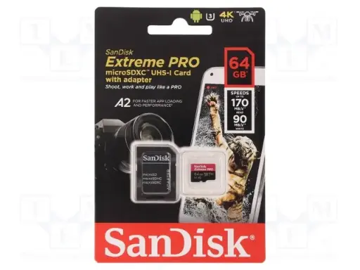 SanDisk Extreme Pro Micro SDXC Memory Card 64Gb– Class 10 – UHS-I (U3) – A2 – V30