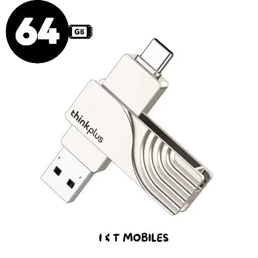 LENOVO THINKPLUS USB C Flash Drive 64GB USB3.0 TPCU301 Dual-port Memory Stick for Mobiles Tablet PC Laptop Computer - 64GB